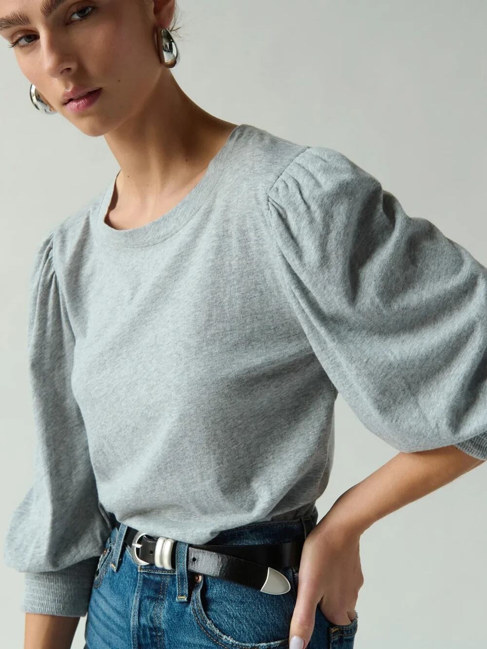 Nation Los Angeles Puffy Sleeve Top Preppy Y2K Size Small pima cotton A011330